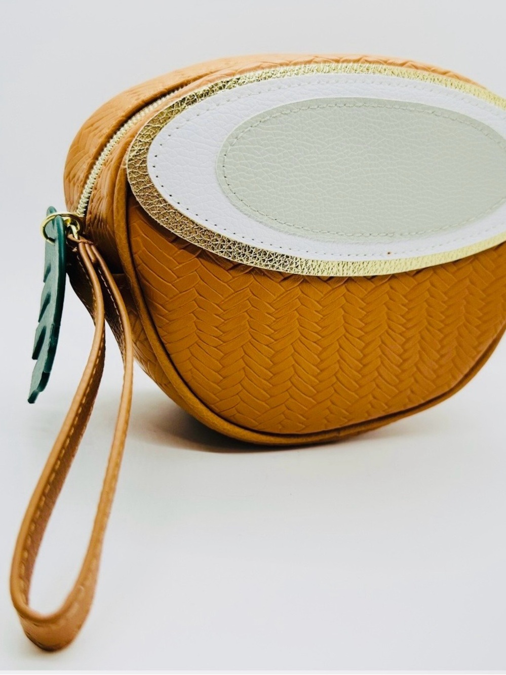 Cosmetic Bag/Wristlet Bag with White and Gold Accents (new)
